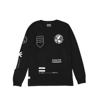 Multi Graphic Long Sleeve Tee Black Print - Front View