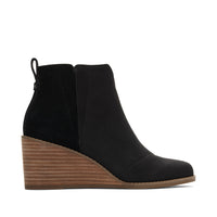 Clare Wedge Boot Black Leather - Side View