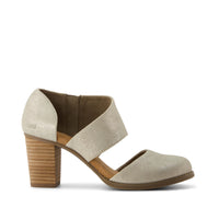 Milan Closed Toe Heel Champagne Metallic Suede - Side View