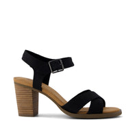 Majorca Strappy Heeled Sandal Black Woven Melange - Side View