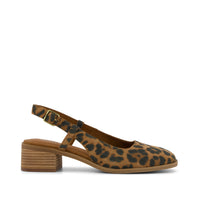 Jaclyn Slingback Heel Brown Sugar Leopard Print Suede - Side View