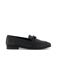 Lynette Chain Loafer All Black Leather with Chain - Side View